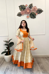 Cream brocade anarkali - kasumi.in